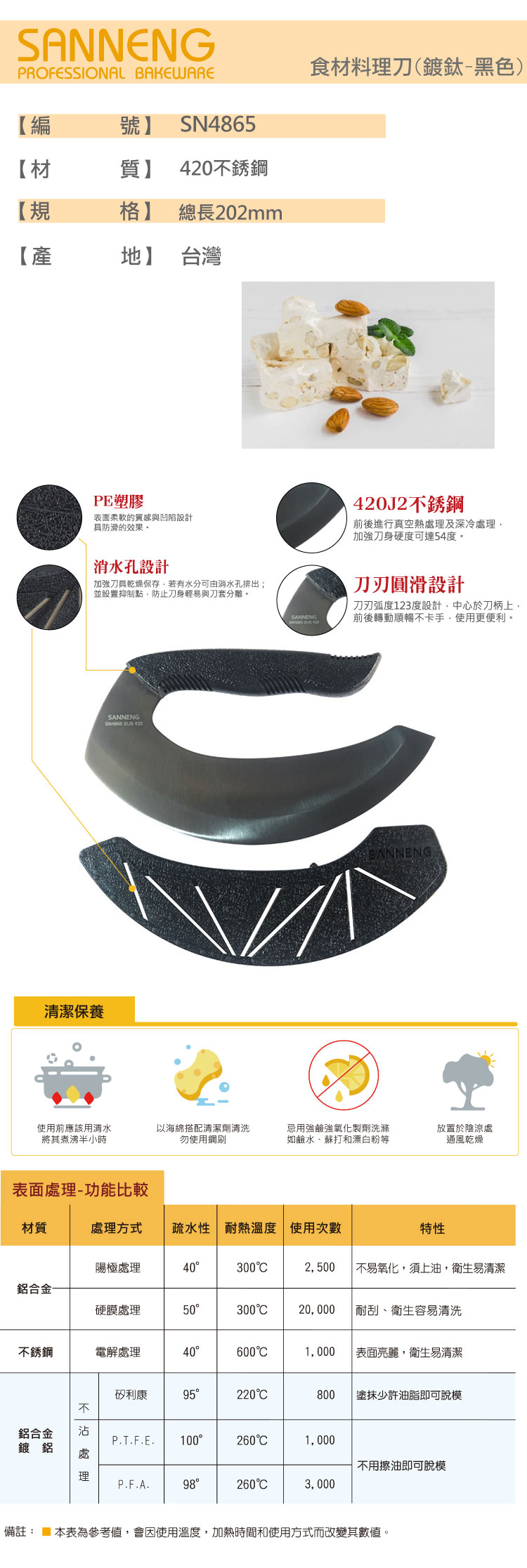三能 牛軋糖 料理刀 片刀