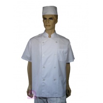 A001薄料中山領雙排扣短袖廚師服 S