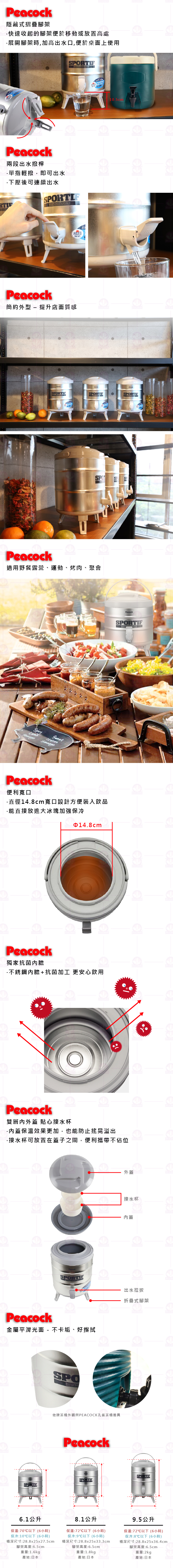 INS-80 茶桶 飲料桶 冰桶 飲料店 孔雀
