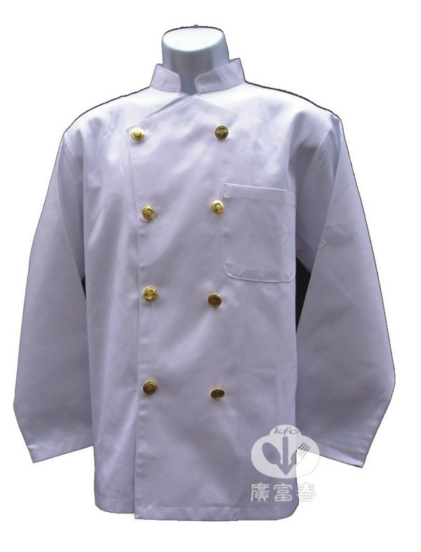 中山領雙排扣(金扣) 長袖廚師服 L A103