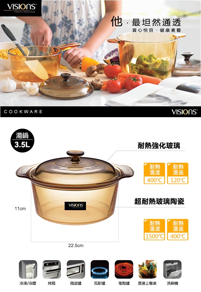 康寧鍋具 強化玻璃 耐高溫差