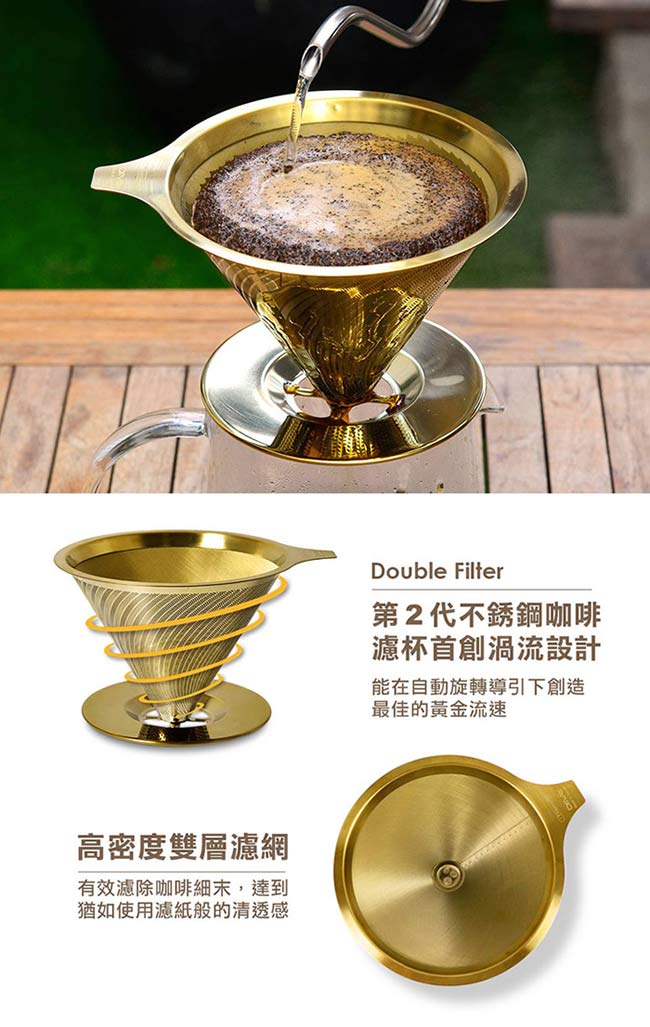 (鈦)黃金流速Moka禮盒組 Driver(鈦)黃金流速Mok DRIVER 濾杯 禮盒