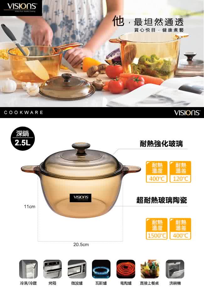康寧鍋具 強化玻璃 耐高溫差