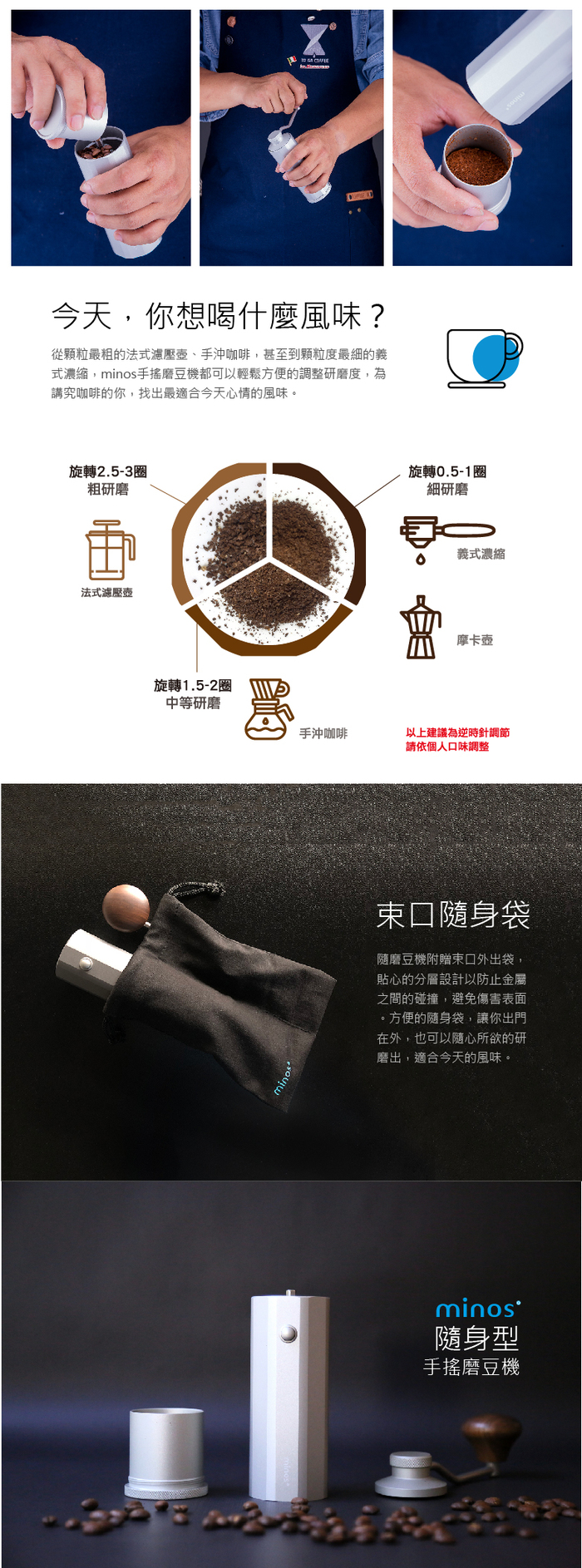 MINOS 磨豆機 灰色 黑金色
