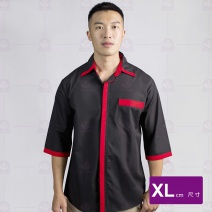 Z242 黑配紅襯衫五分袖 XL