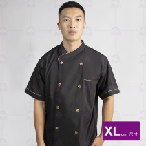 Z043 黑雙排滾金邊-短袖 XL