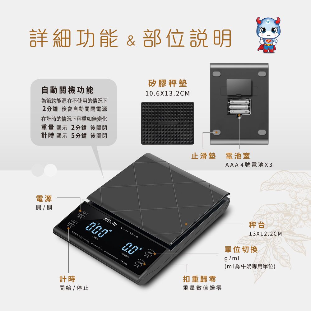 Dr.Av 聖岡科技 咖啡秤 電子秤 防水秤