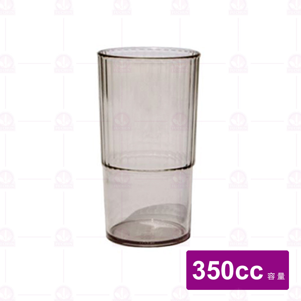【鎰滿】PC直紋水杯YM0005 350cc (透明灰)