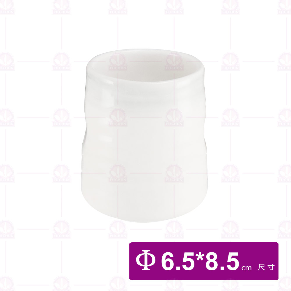 【宜瓷】雪白刷毛雙凹湯吞杯