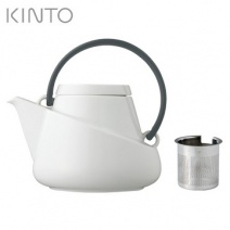 【日本KINTO】RIDGE白壺黑色把手附不銹鋼濾網-750ml