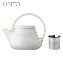 【日本KINTO】RIDGE 白壺米色手把附不銹鋼濾網-750m