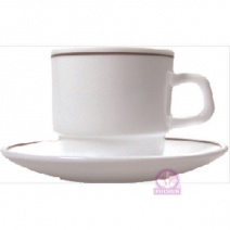 【法國Arcoroc】紅邊咖啡杯底盤14cm (1箱48入)