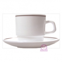 【法國Arcoroc】紅邊咖啡杯(強化)  190cc (1箱48入)