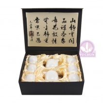 B480-51靛窯白巧圓融雙層杯8入壺組(精
