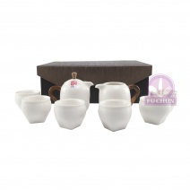 B480-51靛窯白巧圓融雙層杯8入壺組(精
