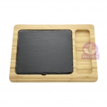 【菊川本味】石板長方竹盤-單槽 30x25x1.5cm/J131-30