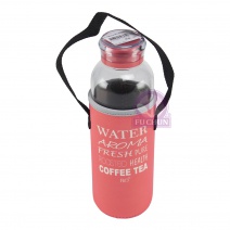 時尚隨身玻璃水瓶-粉紅 580ml Φ6.5*H22cm