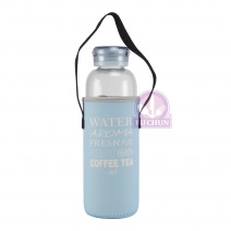 時尚隨身玻璃水瓶-藍 580ml Φ6.5*H22cm