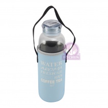 時尚隨身玻璃水瓶-藍 580ml Φ6.5*H22cm