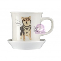 148043 柴犬馬克杯盤組 Φ8.6xH9.1cm/Φ10.5xH2.3cm