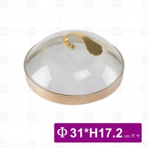 GCOK-01SV 鐵板耐熱玻璃鍋蓋-有氣孔 Φ31xH17.2cm