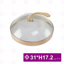 GCOK-01SV 鐵板耐熱玻璃鍋蓋-有氣孔 Φ31xH17.2cm