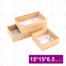 【菊川本味】大理石紋可疊竹盒-小 15x15x6.5cm/J77-15