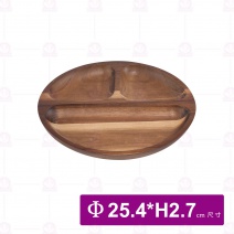 【菊川本味】相思木盤-圓三格 Φ25.4xH2.7cm/M801-25
