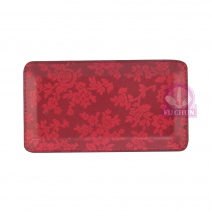 紅色百花紋 小費盤 19.5x10.5xH1.5cm