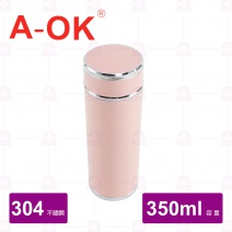 【A-OK】 #304陶瓷內膽保溫杯 紅色 350cc