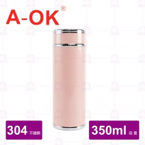 【A-OK】 #304陶瓷內膽保溫杯 紅色 350cc
