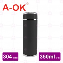 【A-OK】 #304陶瓷內膽保溫杯 黑色 350cc