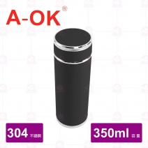 【A-OK】 #304陶瓷內膽保溫杯 黑色 350cc