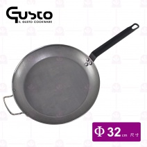 【GUSTO】商用碳鋼平底鍋 3.0mm厚(附耳)Φ32cm