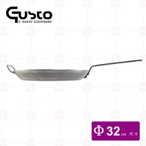 【GUSTO】商用碳鋼平底鍋 3.0mm厚(附耳)Φ32cm