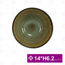【大同磁器】CZN0026 窯變-外黑內綠飯碗