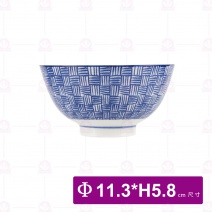 【大同磁器】CZN0029 藍色正方線飯碗