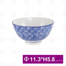 【大同磁器】CZN0029 藍色正方線飯碗