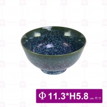 【大同磁器】窯變飯碗-綠藍底白點Φ11.3xH5.8cm