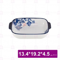 【大同磁器】FA0015長方烤盤7吋藍雨 13.4x19.2xH4.5cm