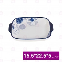 【大同磁器】FA0016長方烤盤8.5吋藍雨 15.5x22.5xH5cm