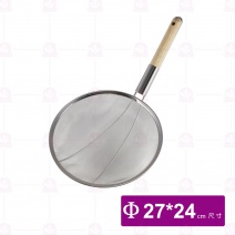 圓木炳加固密網杓 30目 Φ27cm柄長24 cm