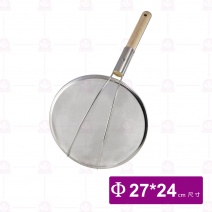圓木炳加固密網杓 30目 Φ27cm柄長24 cm