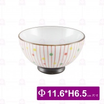 手繪紅線點4.5吋飯碗 Φ11.6xH6.5cm
