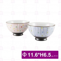 手繪紅線點4.5吋飯碗 Φ11.6xH6.5cm