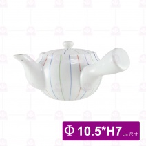 三色線急須壺 Φ10.5xH7cm 含柄17cm