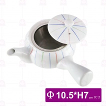 三色線急須壺 Φ10.5xH7cm 含柄17cm
