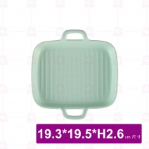8吋雙耳長方烤盤-綠 19.3x19.5(含耳)xH2.6cm