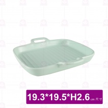 8吋雙耳長方烤盤-綠 19.3x19.5(含耳)xH2.6cm