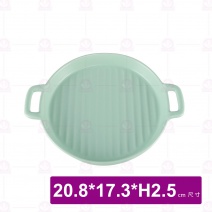 8吋線紋圓形雙耳烤盤-綠 20.8(含耳)x17.3xH2.5cm